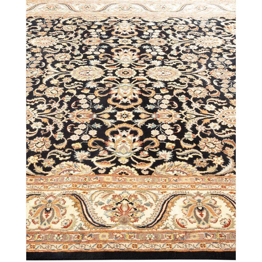 Handmade Black Wool 6' x 9' Oriental Area Rug