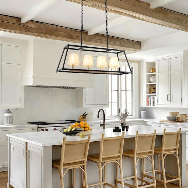 Zevni Vintage 4-Light Black Chandelier Pendant Lighting with