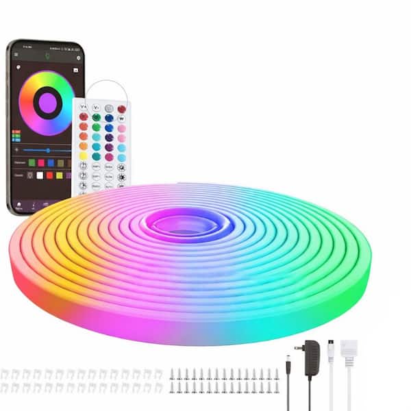 50 ft. Integrated LED Strip Light Fixture Rope Lights, IP65 Waterproof, RGB Color Changing, Remote Control ‎ Plastic
