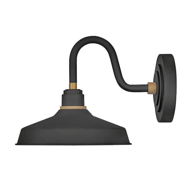 Hinkley Foundry Classic Small Gooseneck Barn Light, Textured Black + Brass