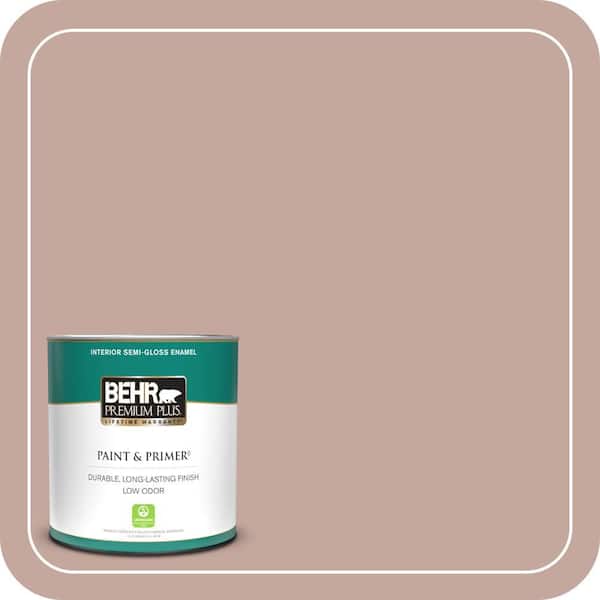BEHR PREMIUM PLUS 1 qt. Home Decorators #HDC-NT-06 Patchwork Pink Semi-Gloss Enamel Low Odor Interior Paint & Primer