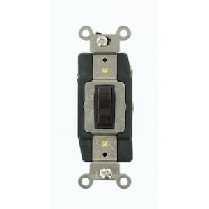 30 Amp Industrial Grade Heavy Duty Single-Pole Double-Throw Center-Off Maintained Contact Toggle Switch, Brown