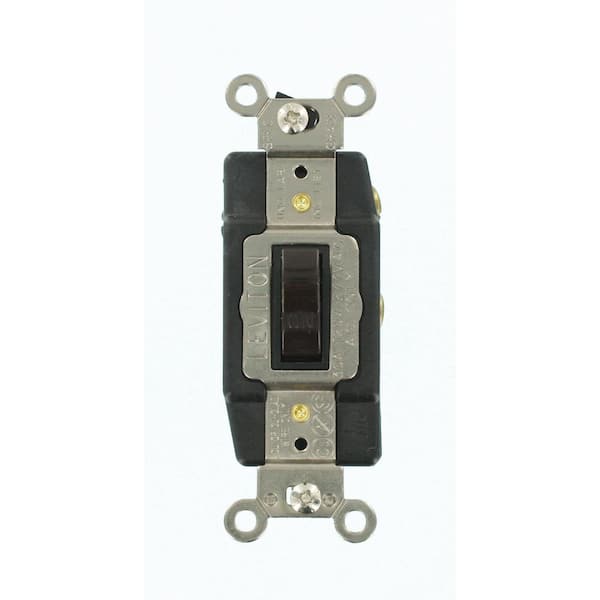 30 Amp Industrial Grade Heavy Duty Single-Pole Double-Throw Center-Off Maintained Contact Toggle Switch, Brown 1287