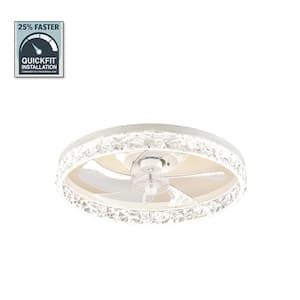 20 in. Smart Indoor Fresh White Crystal Flush Mount Color Changing LED Ceiling Fan with Light Kit and Remote App Control