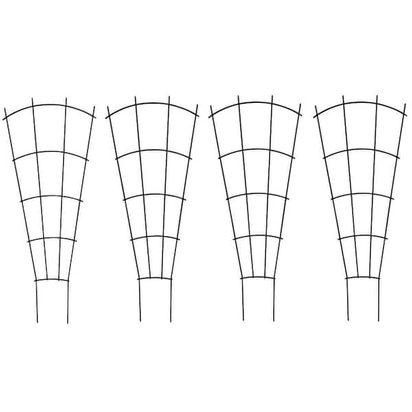 4-Pack 23.6 in. Black Metal Plant Trellis for Pots and Garden Beds, Plant Support for Indoor Outdoor Climbing Plants