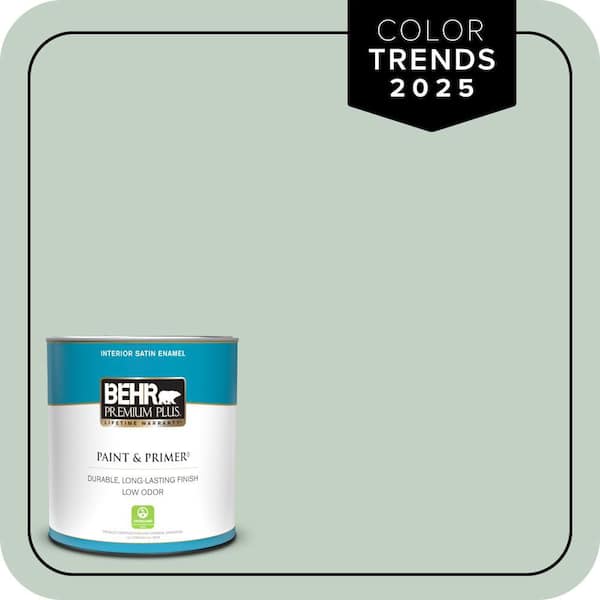 BEHR PREMIUM PLUS 1 qt. #PPU11-13 Frosted Jade Satin Enamel Low Odor Interior Paint & Primer