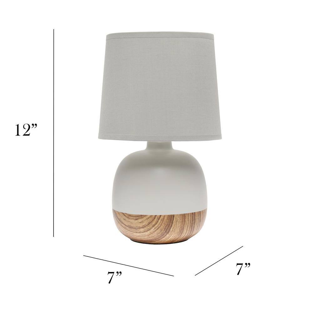 Petite Light Wood and Gray Ceramic Table Lamp