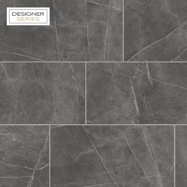 Corso Italia Designer Series Palazzo Gray 12 in. x 24 in. Marble Look Porcelain Floor and Wall Tile (13.56 sq. ft./Case)