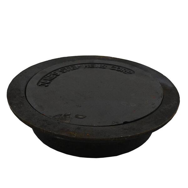 JONES STEPHENS 13-5/16 in. O.D. Cast Iron Plain Lid and Ring for 10 in. Sewer Box