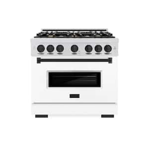 Classic 36 in. 6-Burner Gas Range with Gas Convection Oven in Fingerprint Resistant Stainless Steel, Matte White & Black