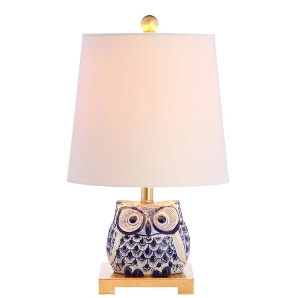 Justina 16 in. Blue/White Ceramic Mini Table Lamp