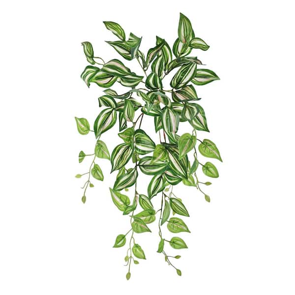 24 in. Artificial Tradescantia Spiderwort Ivy Leaf Vine Hanging Plant Greenery Foliage Bush