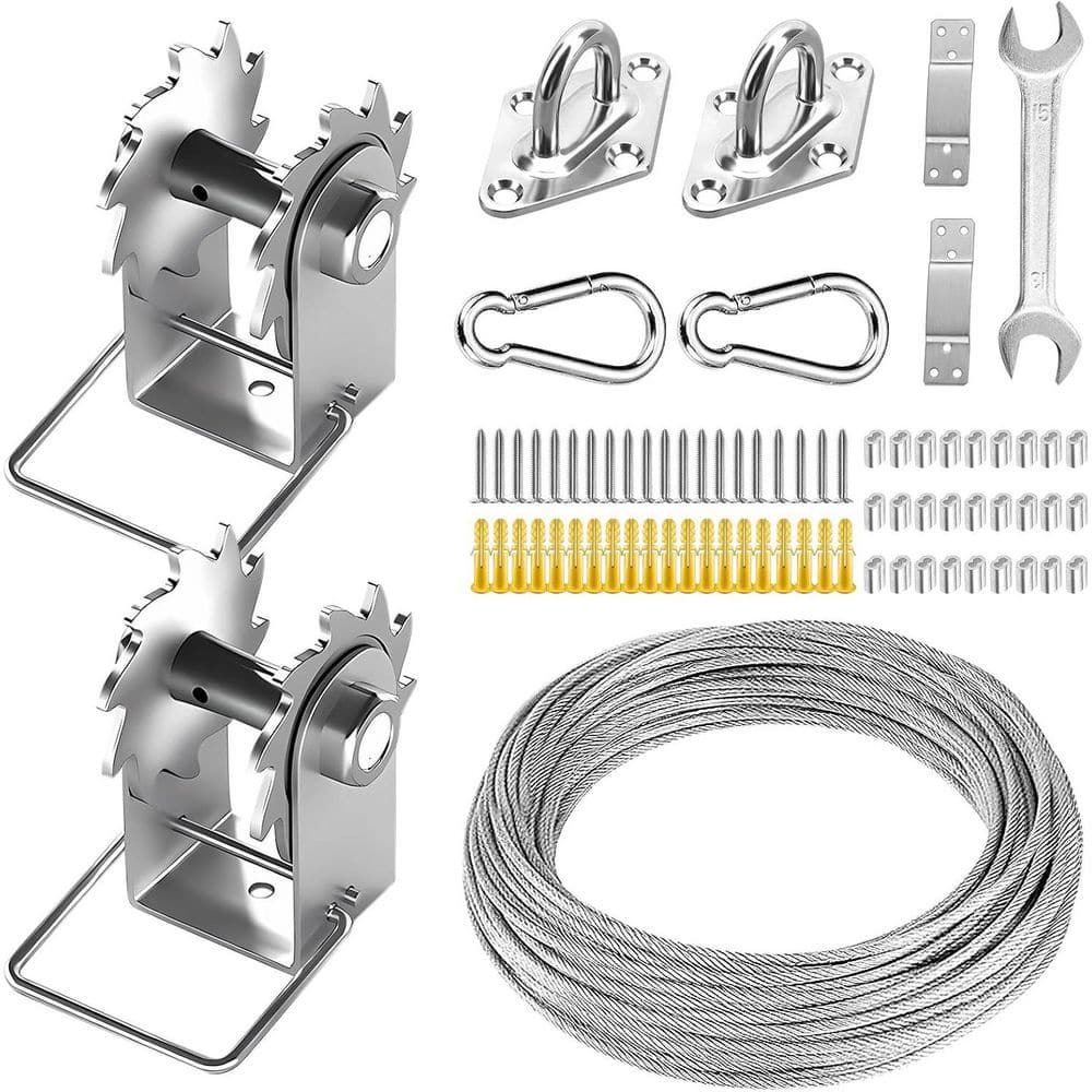 75-Piece Stainless Steel Shade Sail Hardware Kit with Winches and Wire Rope for Rectangle Square Triangle Canopy price history on PriceWatchPro