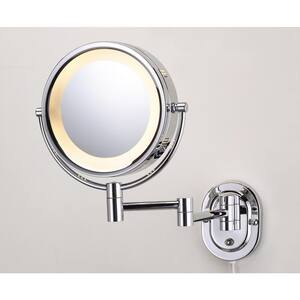 15 in. L x10 in. W Lighted Wall Makeup Mirror in Chrome