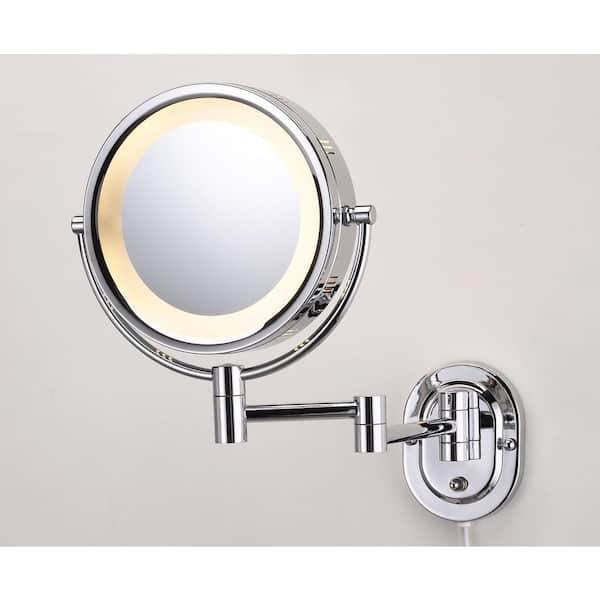 Jerdon 15 in. L x10 in. W Lighted Wall Makeup Mirror in Chrome