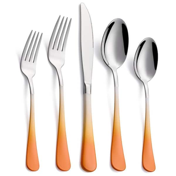 20-Piece Orange 18/0 Stainless Steel Flatware Set (Service for 4), Long-Lasting Durability and Resistance to Corrosion