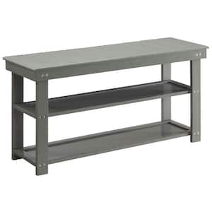 Oxford Gray Bench with Shelves 17 in. H x 35.5 in. W x 12 in. D