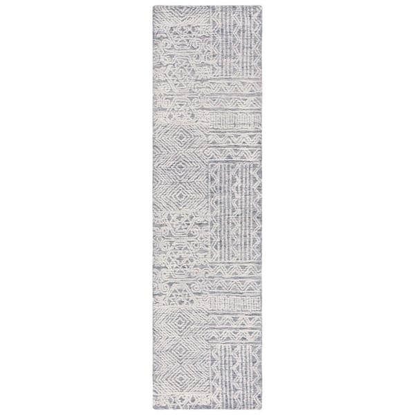 SAFAVIEH Abstract 2 ft. x 9 ft. Gray/Ivory Geometric Runner Rug