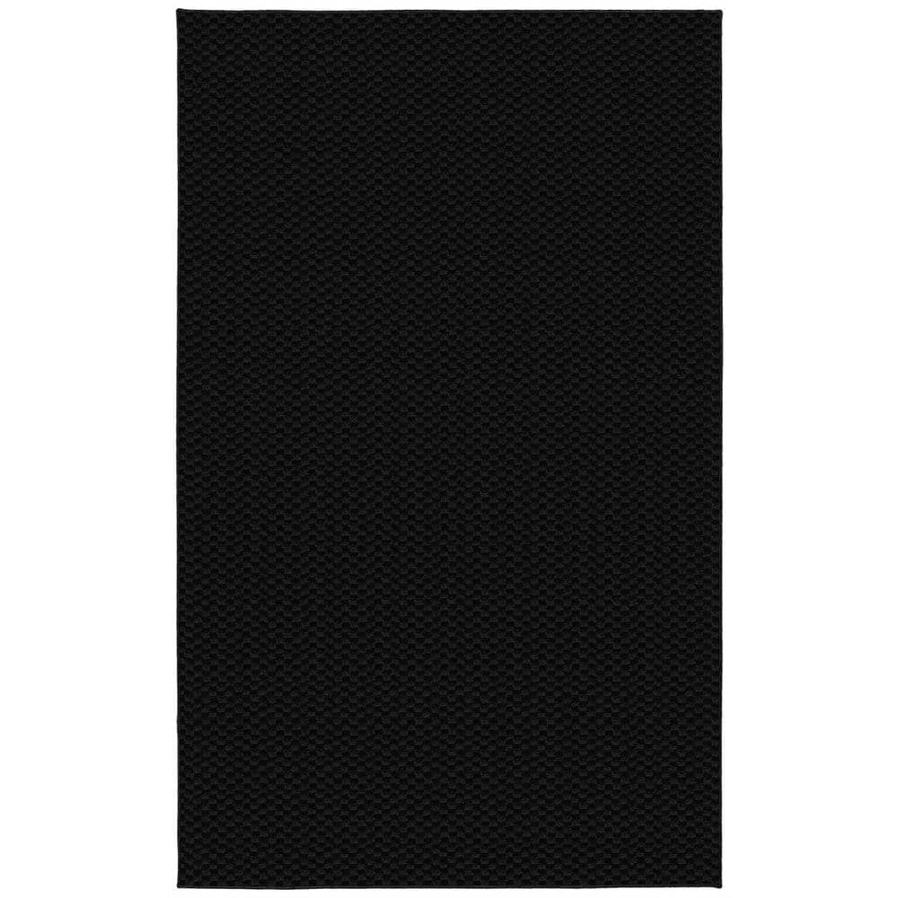 Medallion Black 4 ft. x 6 ft. Casual Tufted Solid Color Checkered Polypropylene Area Rug price history on PriceWatchPro