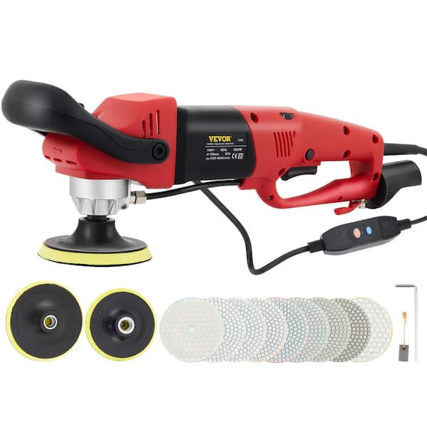 VEVOR Wet Polisher New 10 A Corded 4 in. and 5 in. Pads Grinder Sander Polisher With 59 in. Pipe Adapter and Splash Shield
