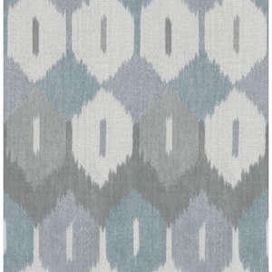 Abilene Denim Blue Ikat Wallpaper Sample