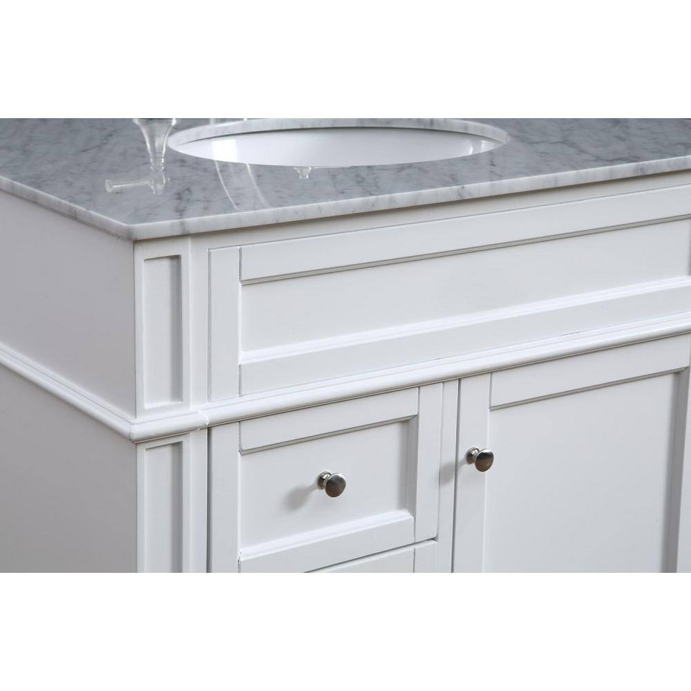 White Carrara Marble Top Single Bathroom Vanity