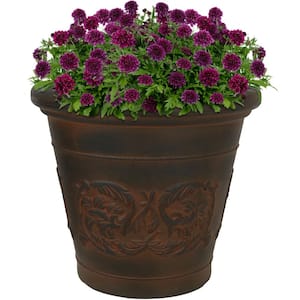 16 in. Rust Single Arabella Resin Outdoor Flower Pot Planter