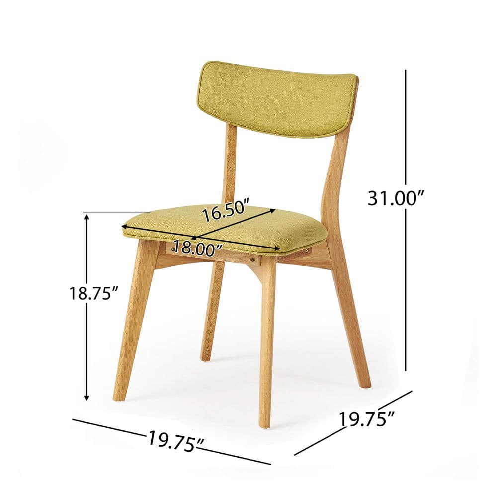 Green Tea Upholstered Mid-Century Modern Side Chairs with Oak Frame, Set of 2