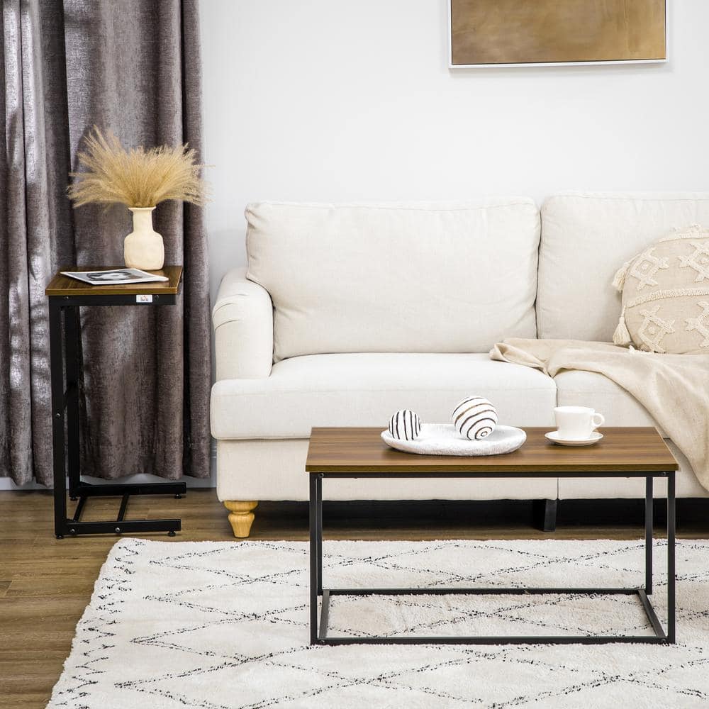 Modern Black Loop-Legged Nesting Coffee Table Set
