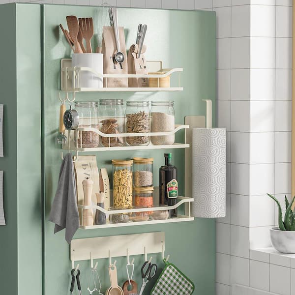 Magnetic Black 5-Pack Organizer Shelves Spice Rack Paper Towel Holder Utensil Hanger for Kitchen Laundry