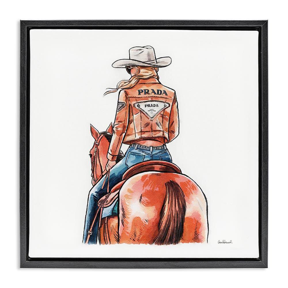 Glam Jacket Cowgirl & Horse by Amanda Greenwood Black Floater Frame People Graphic Art Print 25 in. x 25 in. price history on PriceWatchPro