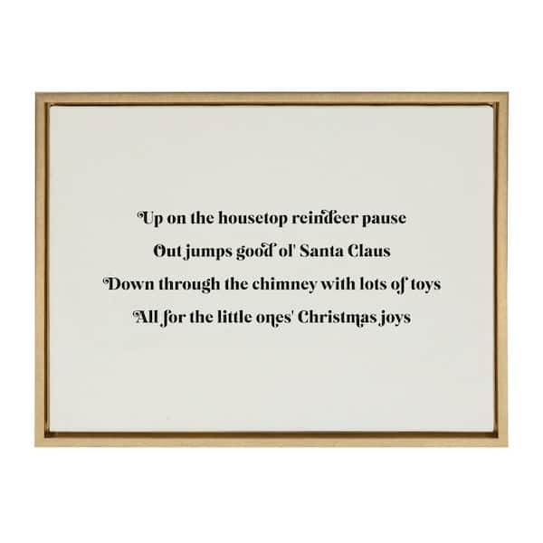 Kate and Laurel Sylvie Up On The Housetop Reindeer Pause by The Creative Bunch Studio Framed Canvas Words Art Print 18 in. x 24 in.