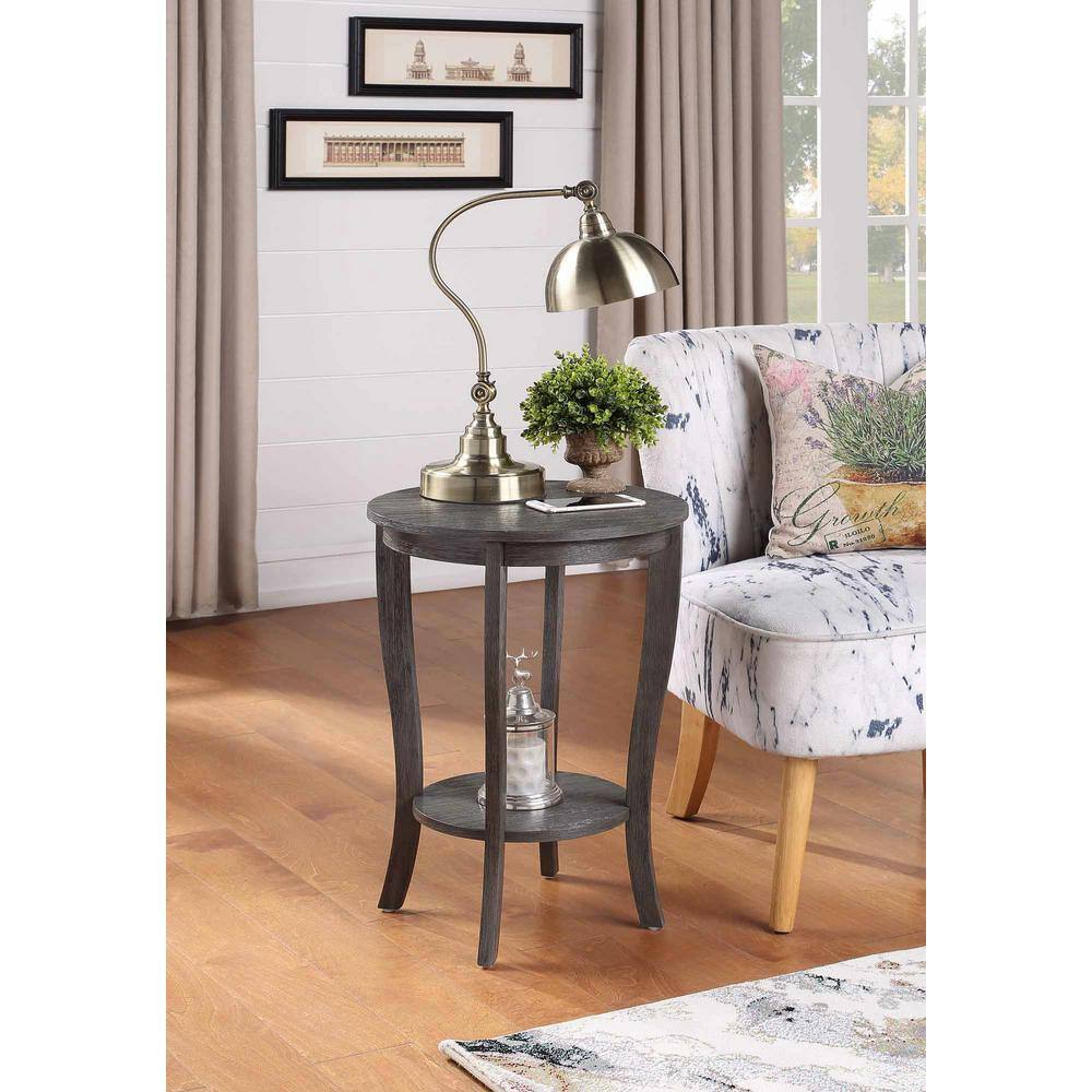 American Heritage 18" Round Wood End Table in Dark Gray