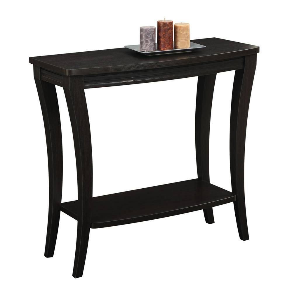 Espresso Wood Console Table with Storage Shelf, 36"