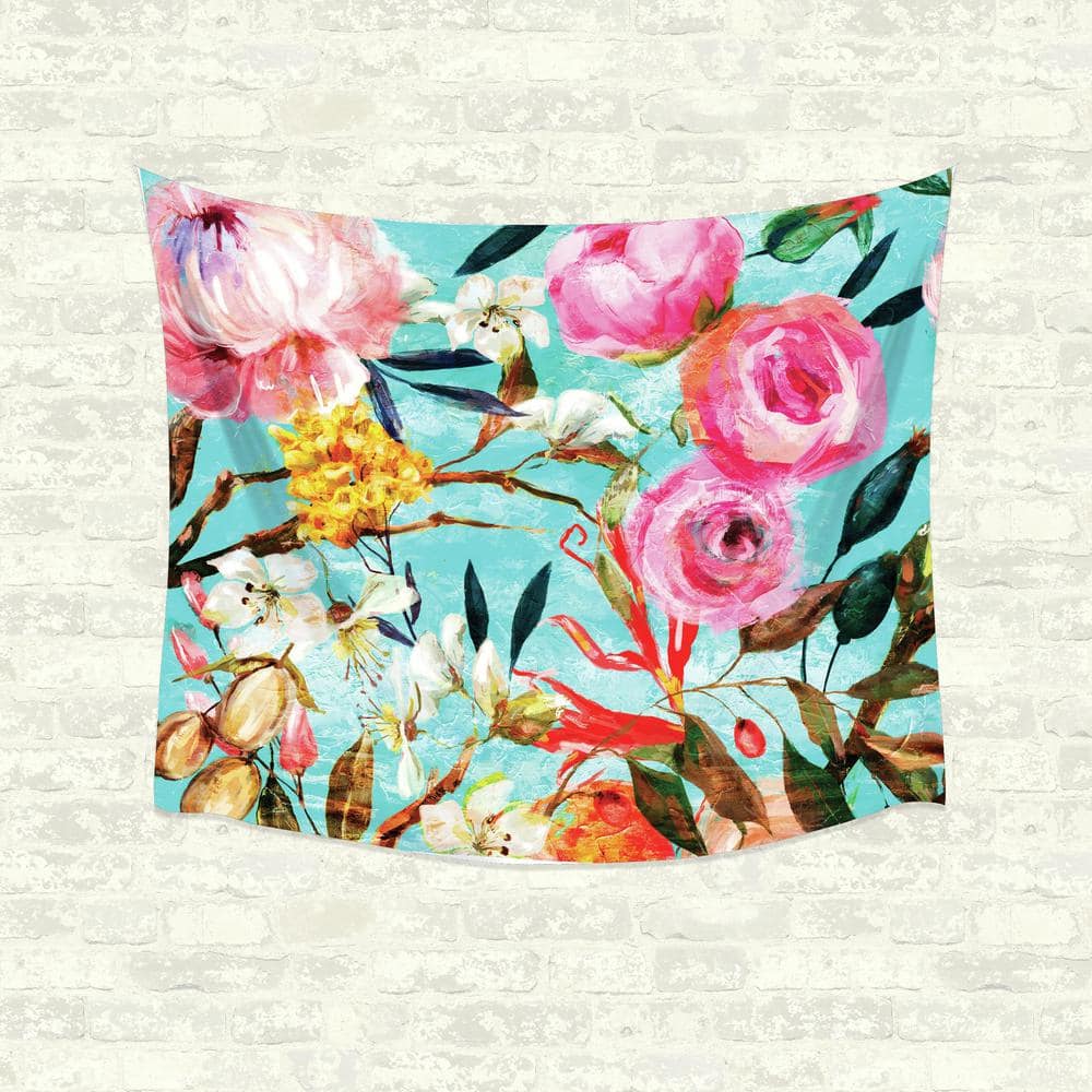 Large Colorful Floral Polyester Wall Tapestry
