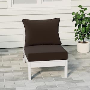 Birchwood Outdoor Patio Deep Seating HDPE Armless Lounge Chair in White with Brown Cushions