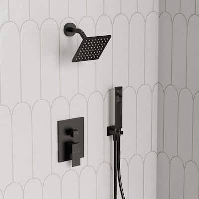 2‑Spray Wall Mount Dual Shower Head and Handheld Shower with Easy to Install in Matte Black (Valve Included)