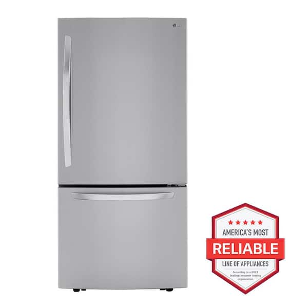 LG 33 in. W 26 cu. ft. Bottom Freezer Refrigerator w/ Multi-Air Flow and Smart Cooling in PrintProof Stainless Steel