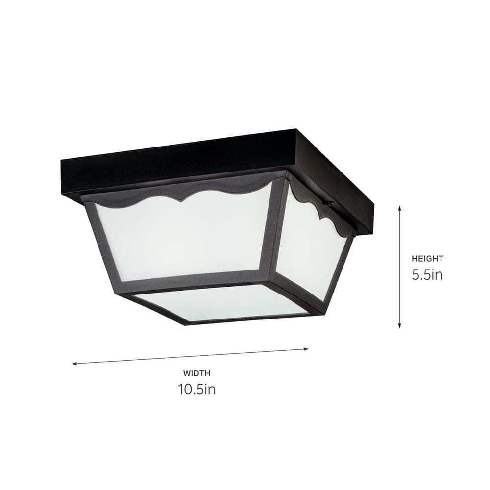 Black Glass 10.5" Indoor/Outdoor Ceiling Light Fixture