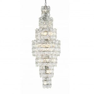 Kaisley 28-Light Chrome Crystal Cylinder Chandelier Living Room with No Bulbs Included