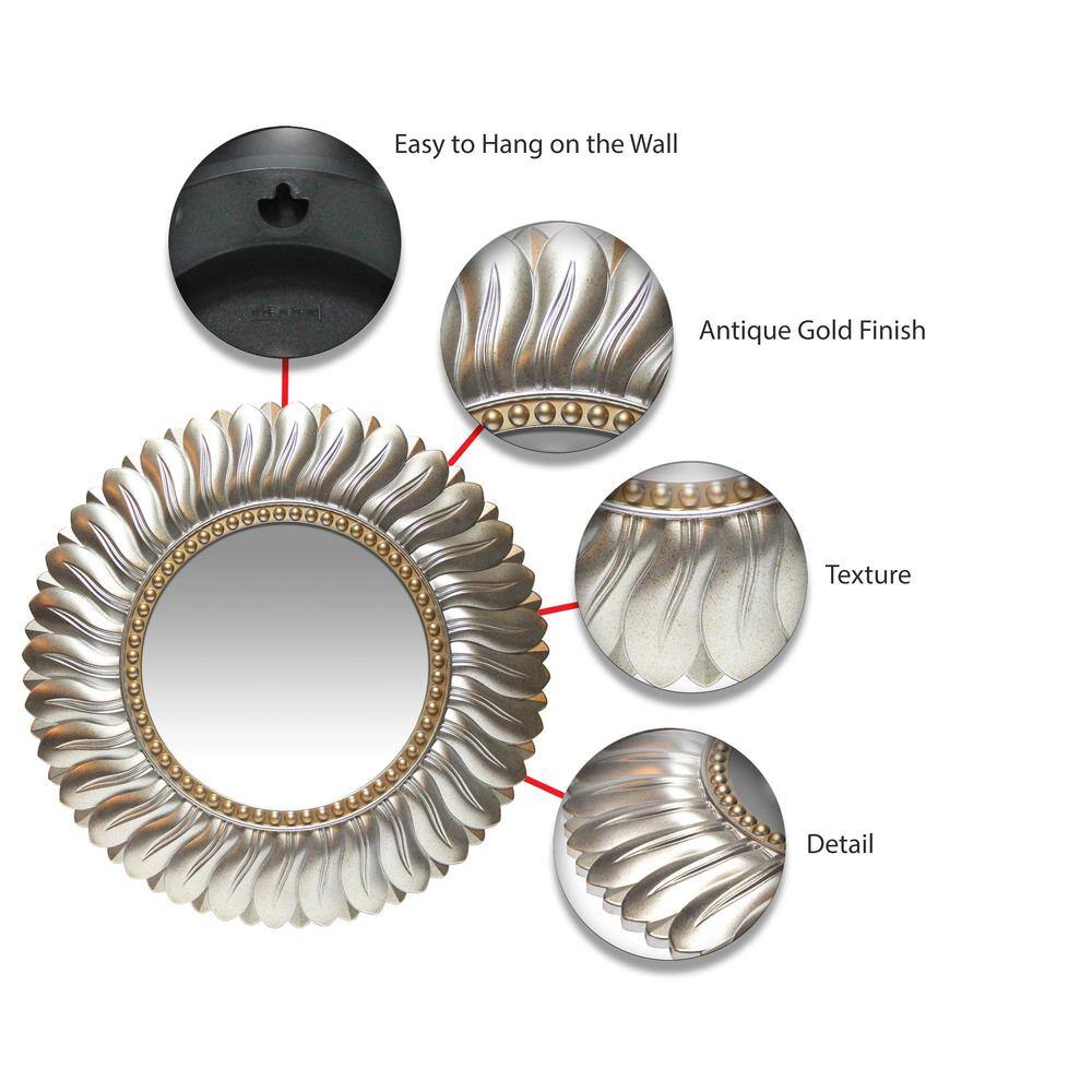 21.5" Round Silver and Gold Wall Accent Mirror