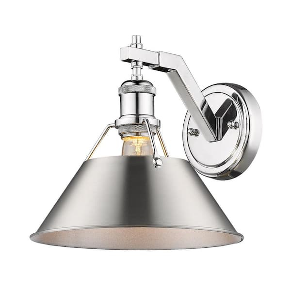 Golden Lighting - Orwell CH 1-Light Wall Sconce in Chrome with Pewter Shade