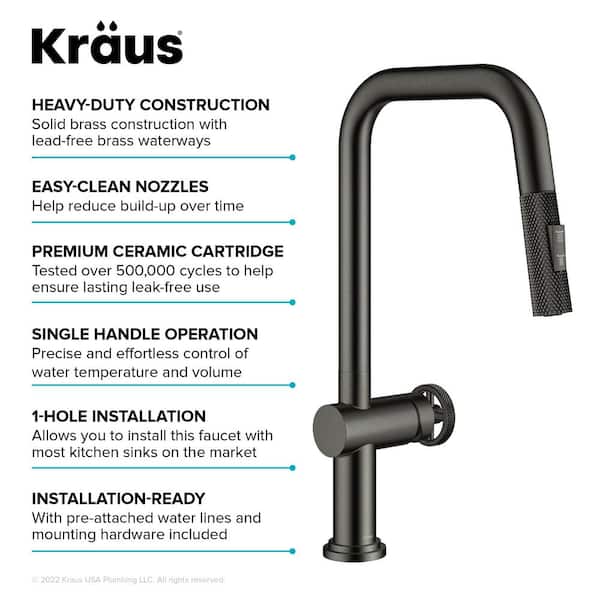 KRAUS Urbix Industrial Pull-Down Single Handle Kitchen Faucet in