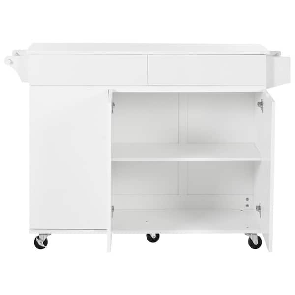 53.2 in. Rolling Kitchen Island Grill Carts on Wheels with Adjustable Shelves for Kitchen, Dining Room in White