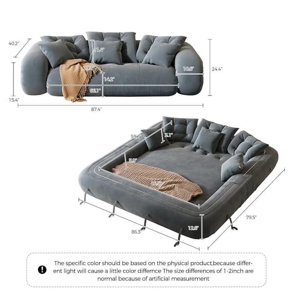 JASIWAY 87.4 in. W Technological Velvet Convertible Twin Sleeper