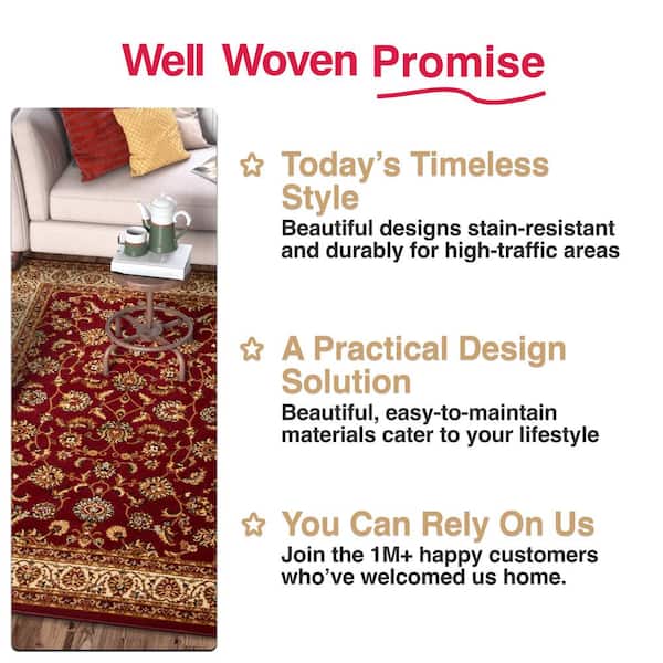 Barclay Sarouk Red 8 ft. x 10 ft. Traditional Floral Area Rug