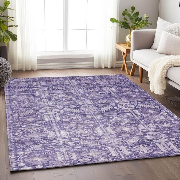 Chantille Machine Washable Indoor/Outdoor Abstract ACN1771 Purple 5 ft. x 7 ft. 6 in. Area Rug
