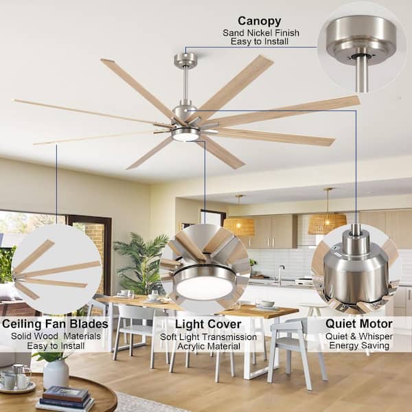 Sevenine Coastal 84 in. Indoor Brushed Nickel Large Windmill