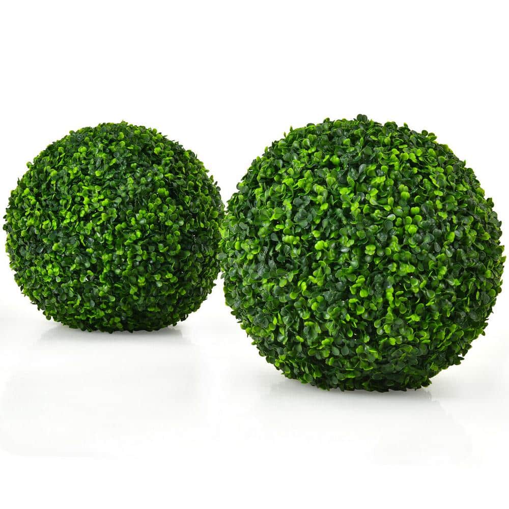 2- Pieces 15.7 in. Indoor Outdoor Decorative Artificial Boxwood Topiary Bal