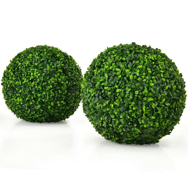 ANGELES HOME 2- Pieces 15.7 in. Indoor Outdoor Decorative Artificial Boxwood Topiary Ball, Faux Fake Tree Plant